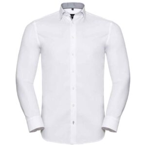 Russell Athletic Collection Long Sleeve Contrast Herringbone Shirt