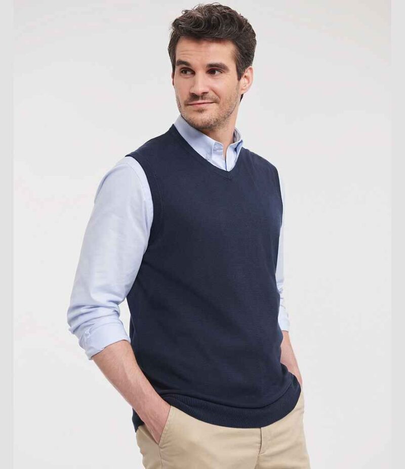 Russell Athletic Collection Sleeveless Cotton Acrylic V Neck Sweater