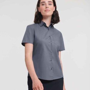 Russell Athletic Collection Ladies Short Sleeve Easy Care Poplin Shirt