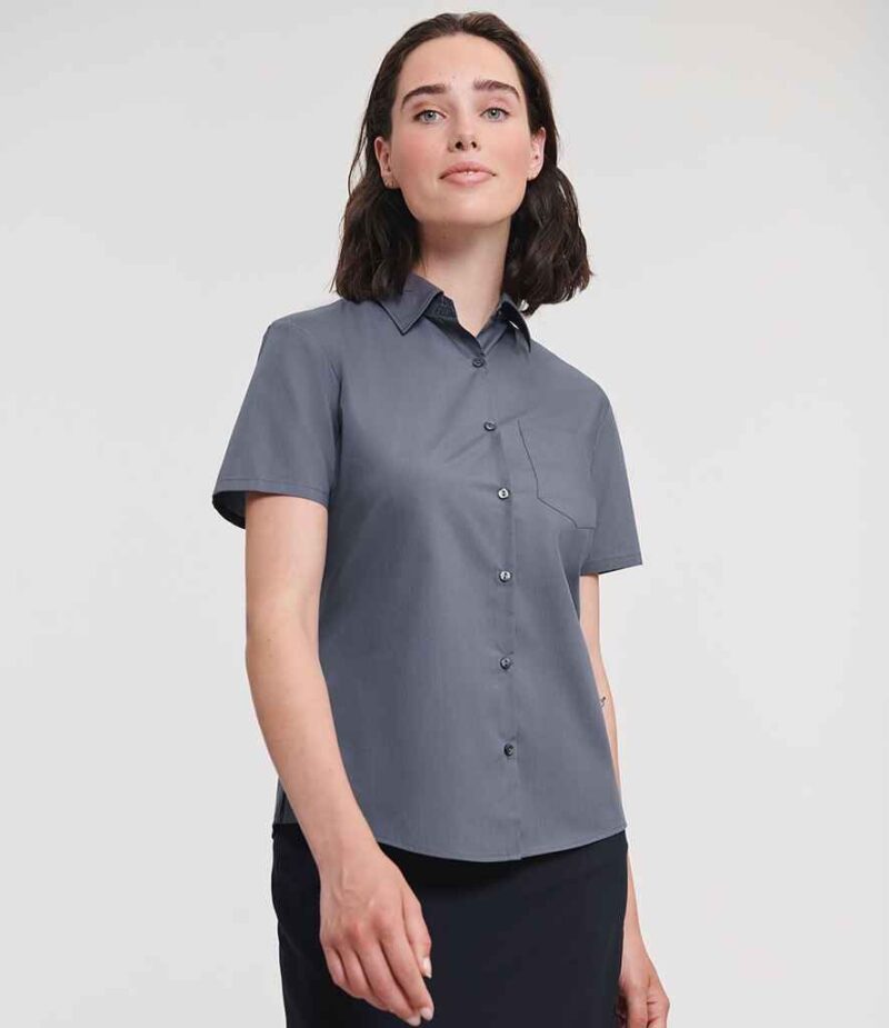 Russell Athletic Collection Ladies Short Sleeve Easy Care Poplin Shirt