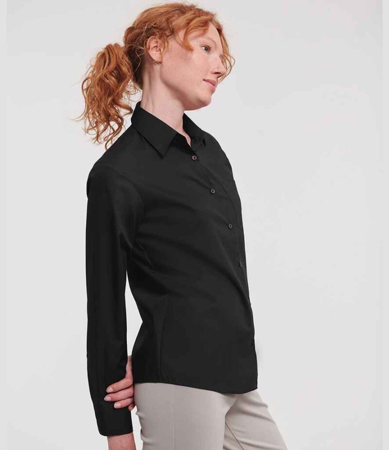 Russell Athletic Collection Ladies Long Sleeve Easy Care Poplin Shirt