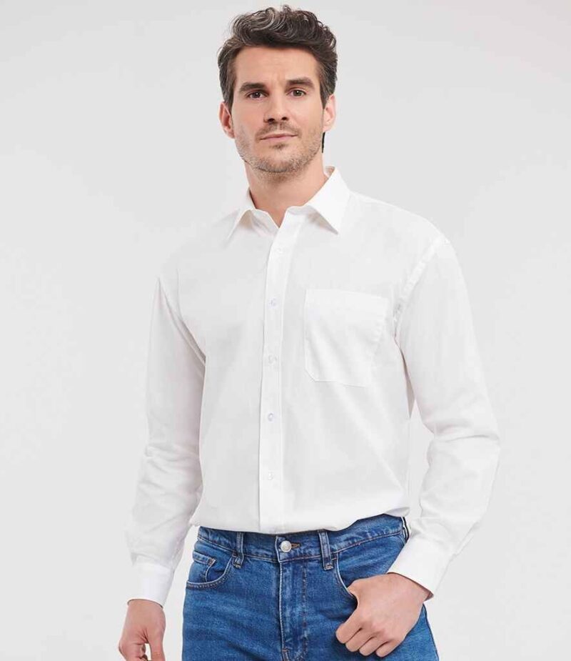 Russell Athletic Collection Long Sleeve Easy Care Cotton Poplin Shirt