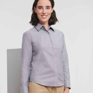 Russell Athletic Collection Ladies Long Sleeve Easy Care Oxford Shirt