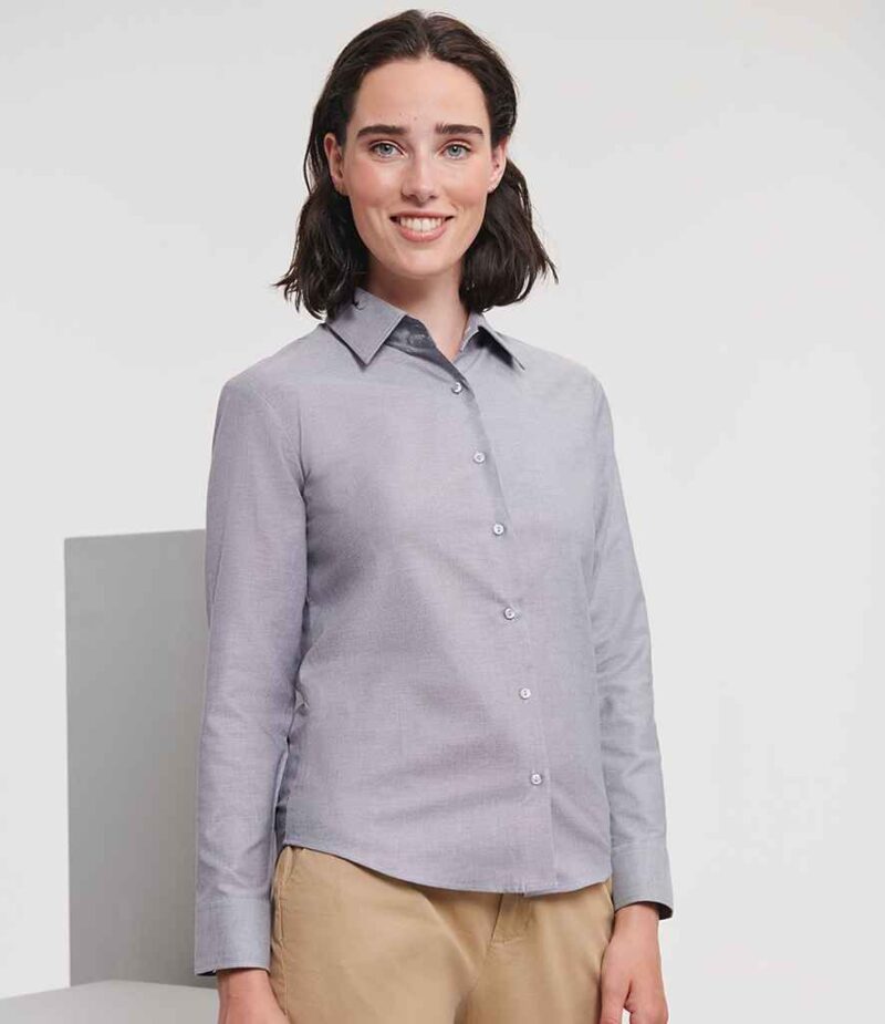 Russell Athletic Collection Ladies Long Sleeve Easy Care Oxford Shirt