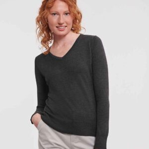 Russell Athletic Collection Ladies Cotton Acrylic V Neck Sweater