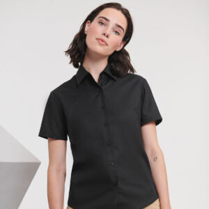 Russell Athletic Collection Ladies Short Sleeve Easy Care Oxford Shirt