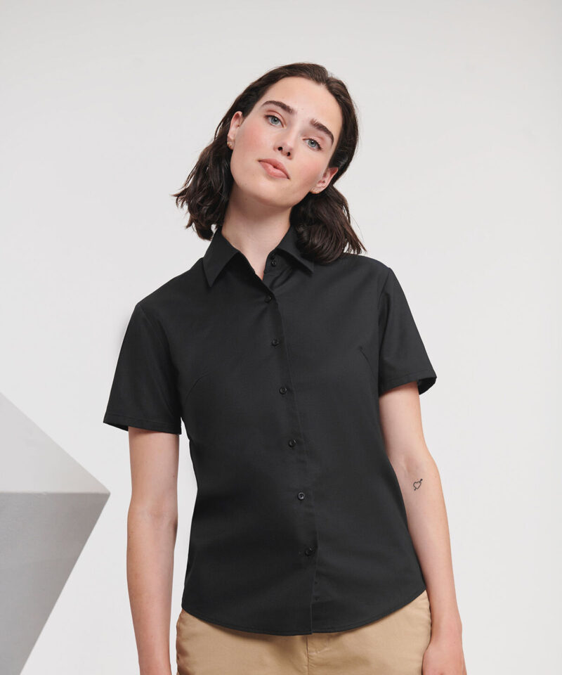 Russell Athletic Collection Ladies Short Sleeve Easy Care Oxford Shirt