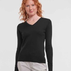 Russell Athletic Collection Ladies Cotton Acrylic V Neck Sweater