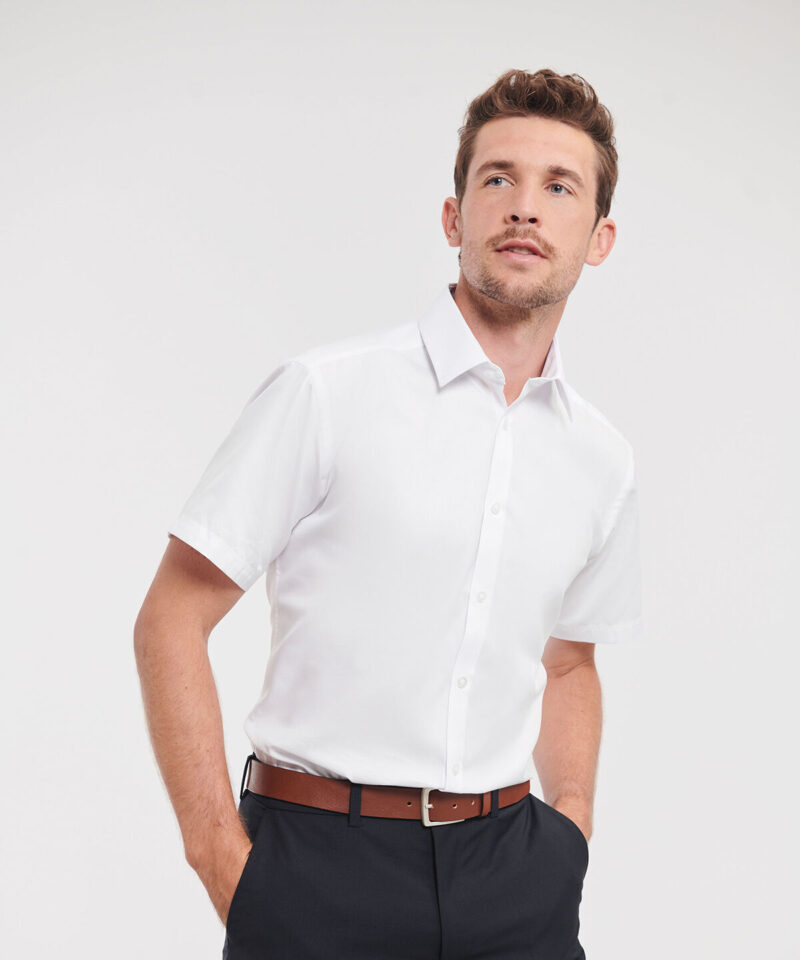 Russell Athletic Collection Short Sleeve Herringbone Shirt