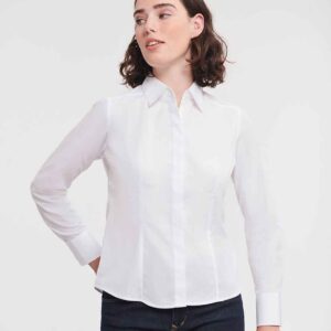 Russell Athletic Collection Ladies Long Sleeve Fitted Poplin Shirt