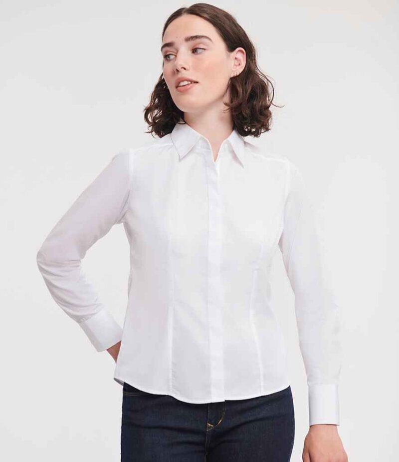 Russell Athletic Collection Ladies Long Sleeve Fitted Poplin Shirt