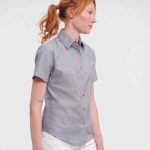 Russell Athletic Collection Ladies Short Sleeve Easy Care Oxford Shirt