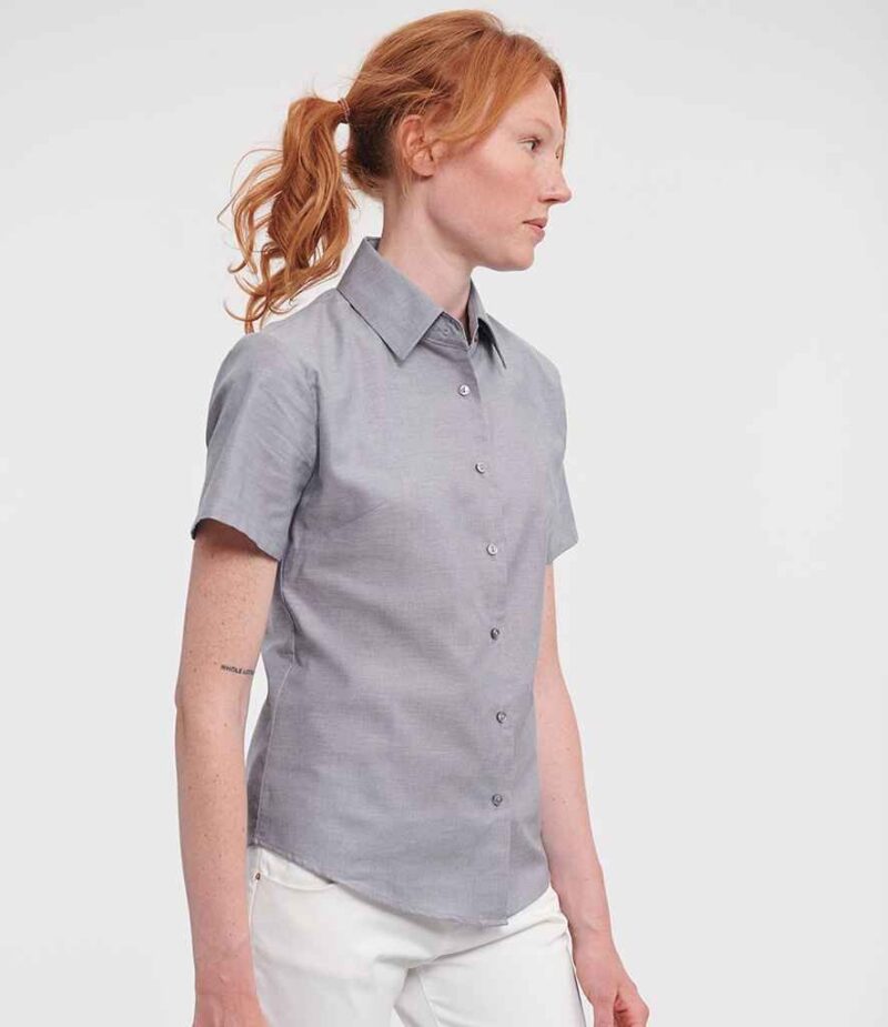 Russell Athletic Collection Ladies Short Sleeve Easy Care Oxford Shirt