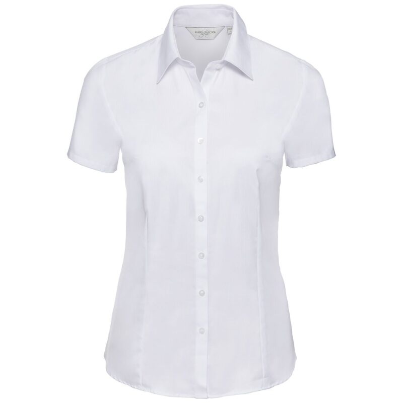 Russell Athletic Collection Ladies Short Sleeve Herringbone Shirt