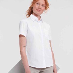 Russell Athletic Collection Ladies Short Sleeve Easy Care Poplin Shirt