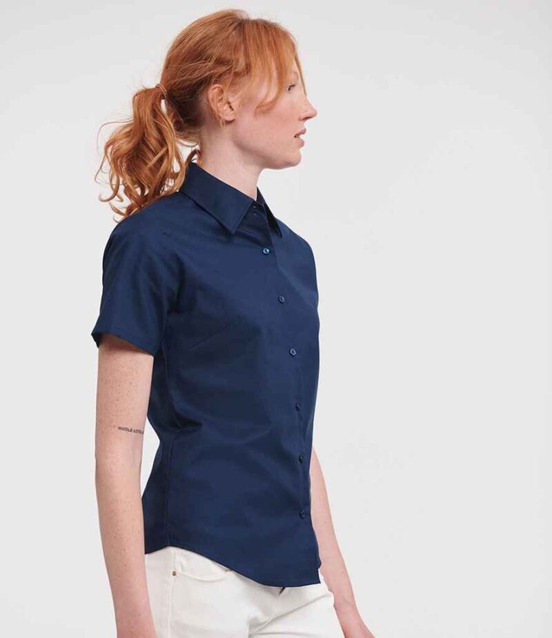 Russell Athletic Collection Ladies Short Sleeve Easy Care Oxford Shirt