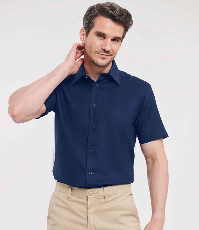 Russell Athletic Collection Short Sleeve Tailored Oxford Shirt