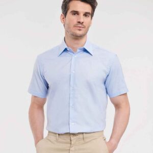 Russell Athletic Collection Short Sleeve Tailored Oxford Shirt