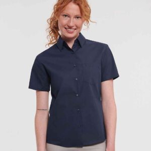 Russell Athletic Collection Ladies Short Sleeve Easy Care Poplin Shirt