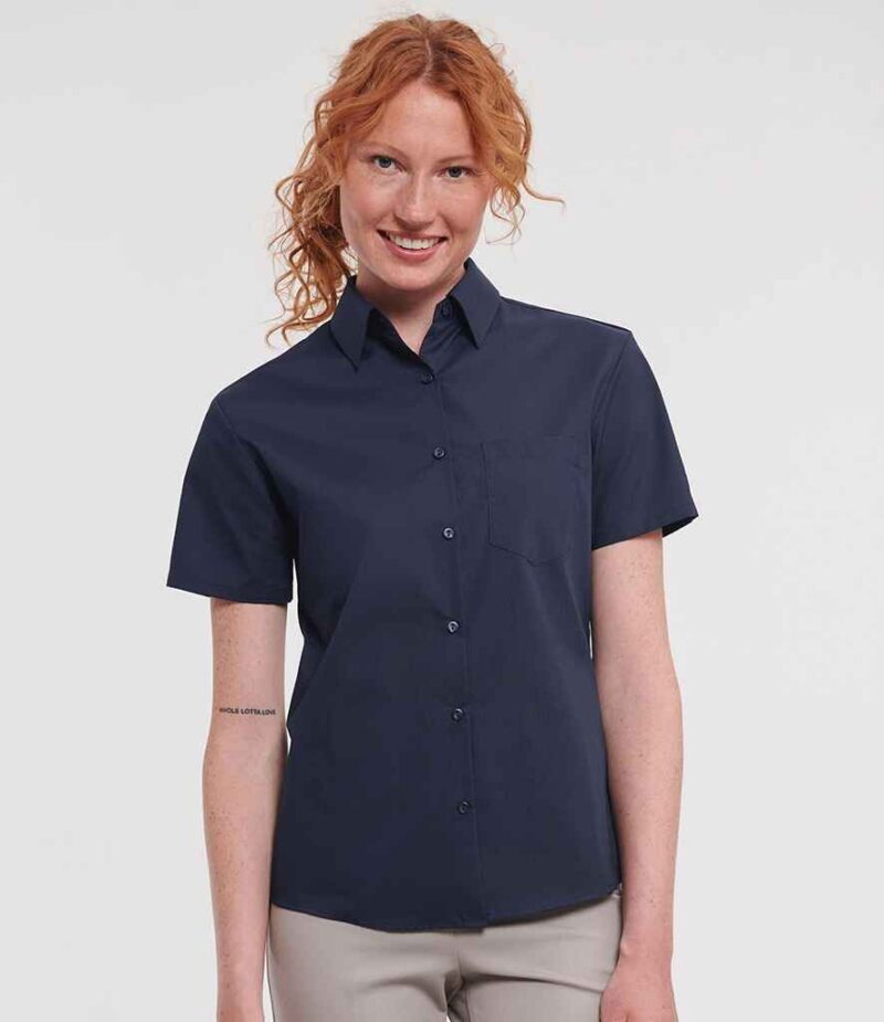 Russell Athletic Collection Ladies Short Sleeve Easy Care Poplin Shirt