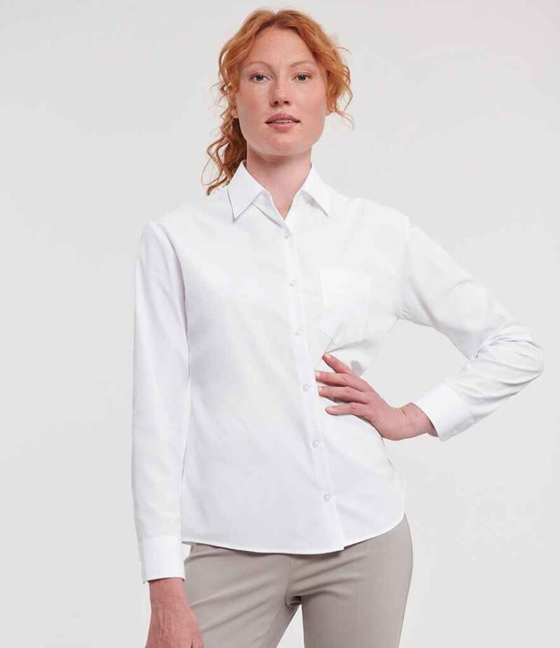 Russell Athletic Collection Ladies Long Sleeve Easy Care Poplin Shirt