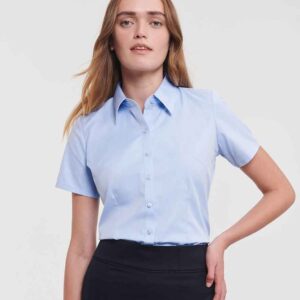 Russell Athletic Collection Ladies Short Sleeve Herringbone Shirt