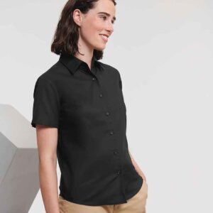 Russell Athletic Collection Ladies Short Sleeve Easy Care Oxford Shirt