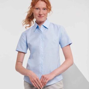Russell Athletic Collection Ladies Short Sleeve Easy Care Oxford Shirt