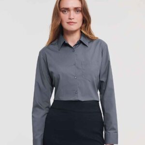 Russell Athletic Collection Ladies Long Sleeve Easy Care Poplin Shirt