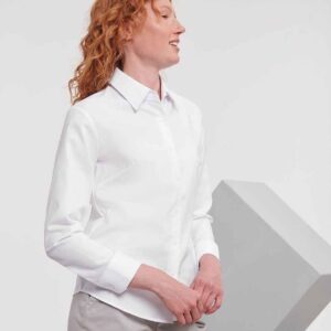 Russell Athletic Collection Ladies Long Sleeve Easy Care Oxford Shirt