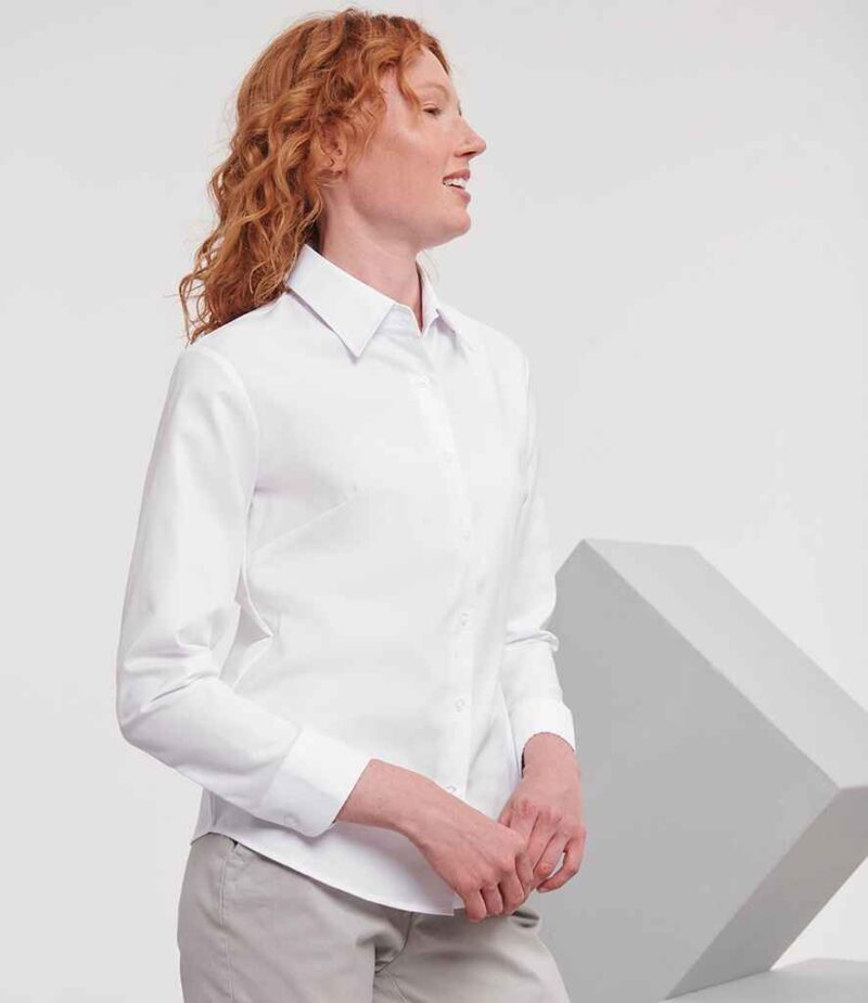 Russell Athletic Collection Ladies Long Sleeve Easy Care Oxford Shirt