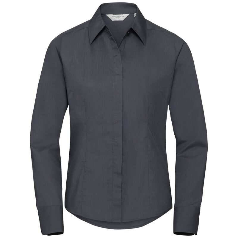 Russell Athletic Collection Ladies Long Sleeve Fitted Poplin Shirt