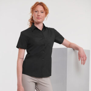 Russell Athletic Collection Ladies Short Sleeve Easy Care Poplin Shirt