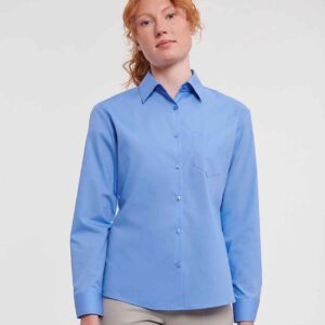 Russell Athletic Collection Ladies Long Sleeve Easy Care Poplin Shirt