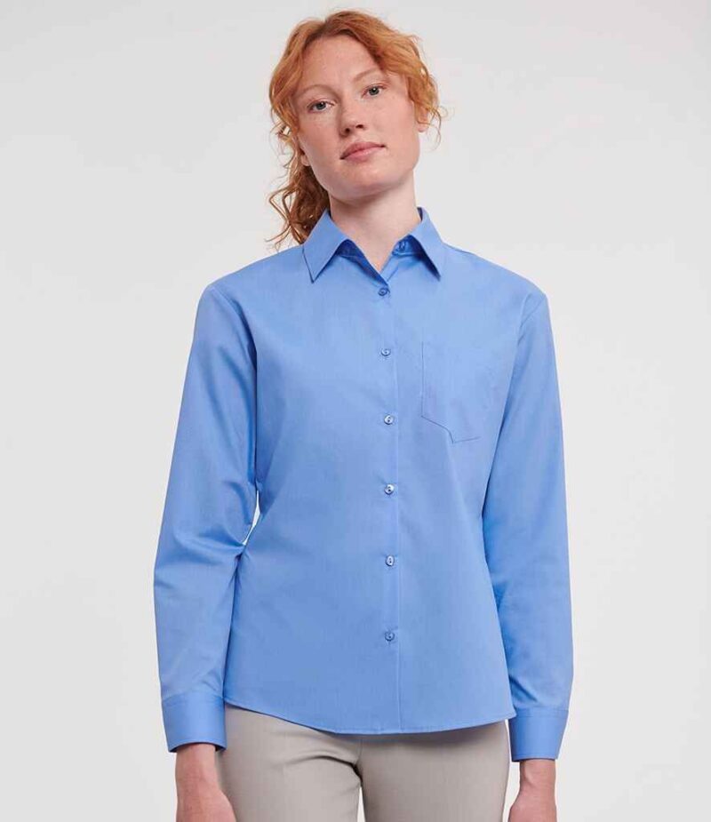 Russell Athletic Collection Ladies Long Sleeve Easy Care Poplin Shirt