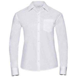 Russell Athletic Collection Ladies Long Sleeve Easy Care Cotton Poplin Shirt