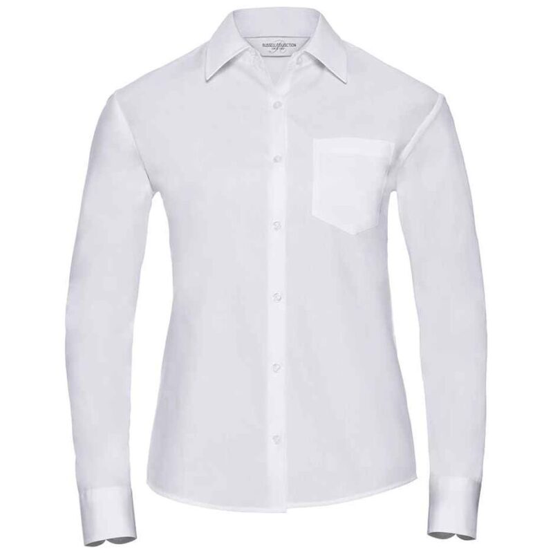 Russell Athletic Collection Ladies Long Sleeve Easy Care Cotton Poplin Shirt