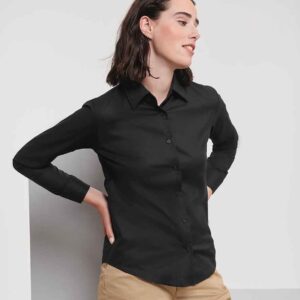 Russell Athletic Collection Ladies Long Sleeve Easy Care Oxford Shirt