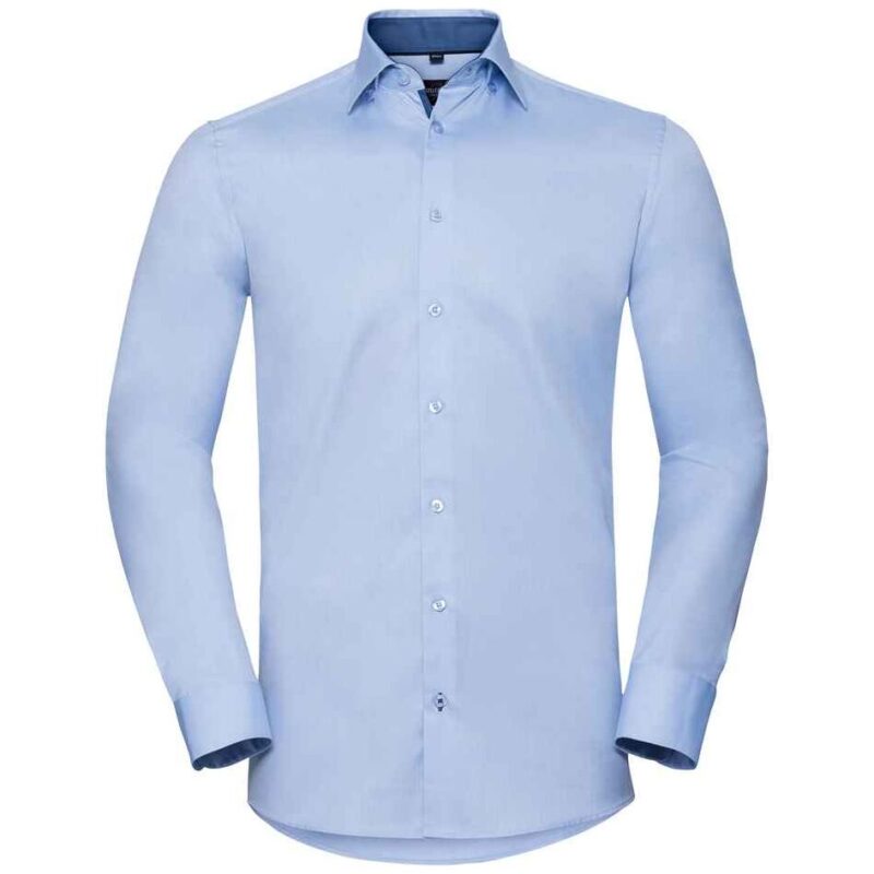 Russell Athletic Collection Long Sleeve Contrast Herringbone Shirt