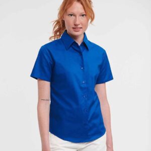Russell Athletic Collection Ladies Short Sleeve Easy Care Oxford Shirt