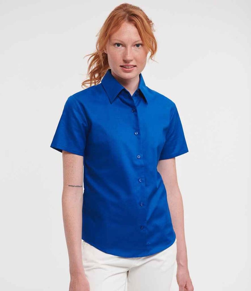 Russell Athletic Collection Ladies Short Sleeve Easy Care Oxford Shirt
