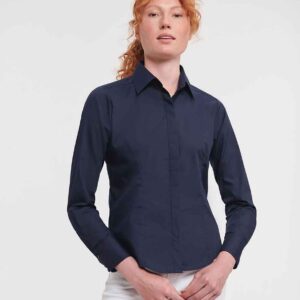 Russell Athletic Collection Ladies Long Sleeve Fitted Poplin Shirt