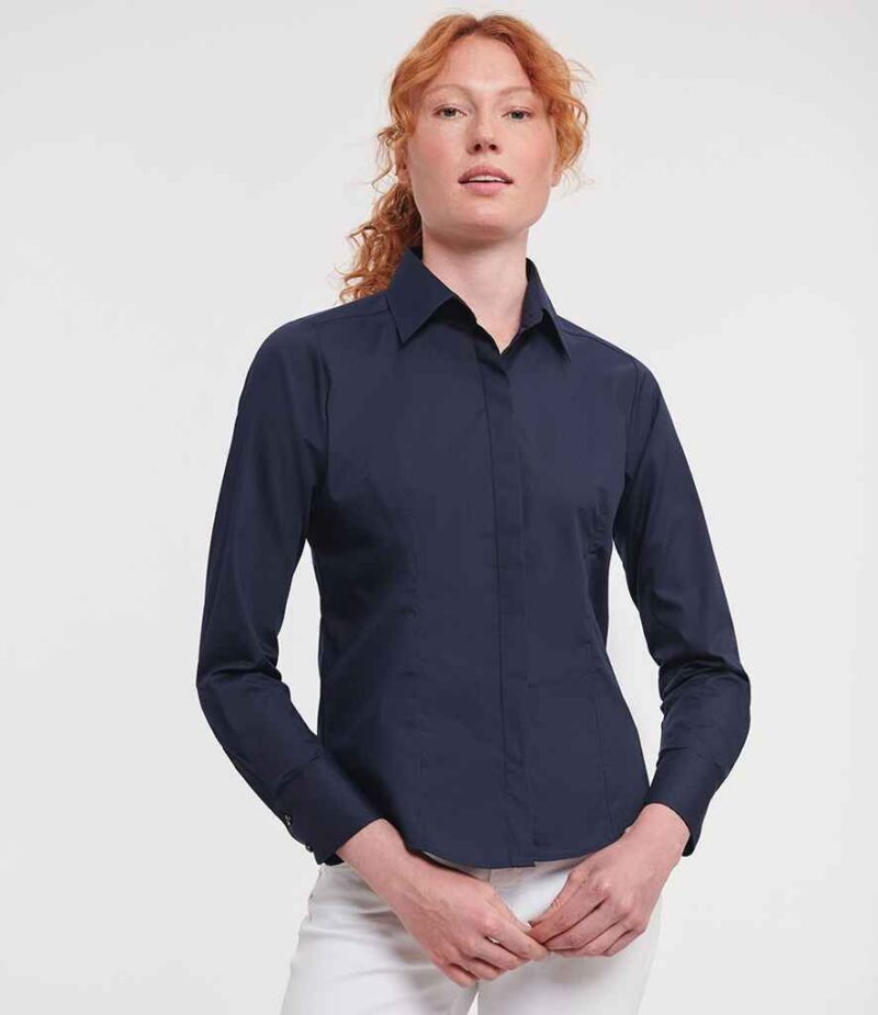 Russell Athletic Collection Ladies Long Sleeve Fitted Poplin Shirt