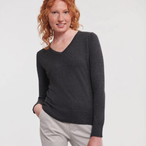 Russell Athletic Collection Ladies Cotton Acrylic V Neck Sweater