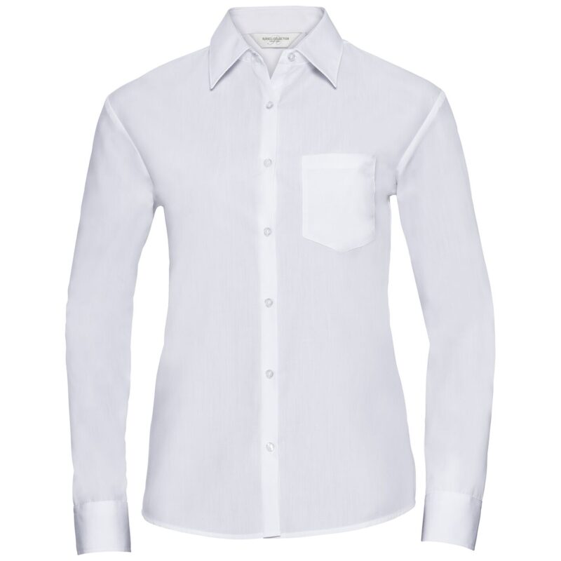 Russell Athletic Collection Ladies Long Sleeve Easy Care Poplin Shirt