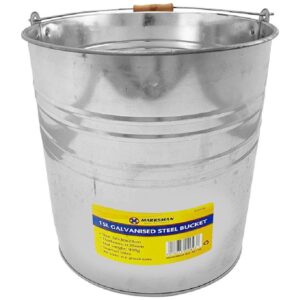 Marksmen 15L Galvanised Metal Bucket with Wooden Handle