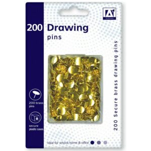 Gold drawing pins 200 pack