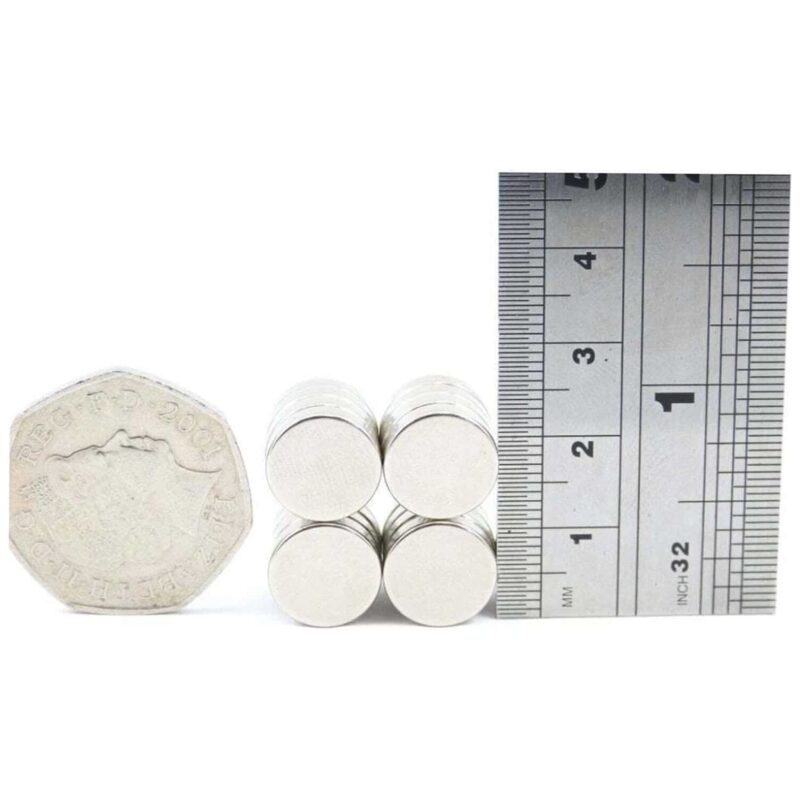 12mm x 3mm neodymium magnets comparison to 50p