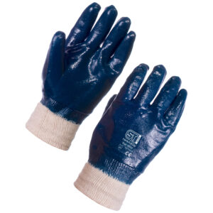 Supertouch Nitrile Heavyweight Full Dip Blue Knit Wrist