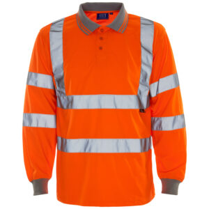 Supertouch Hi Vis Orange Long Sleeve Bird Eye Polo Shirt